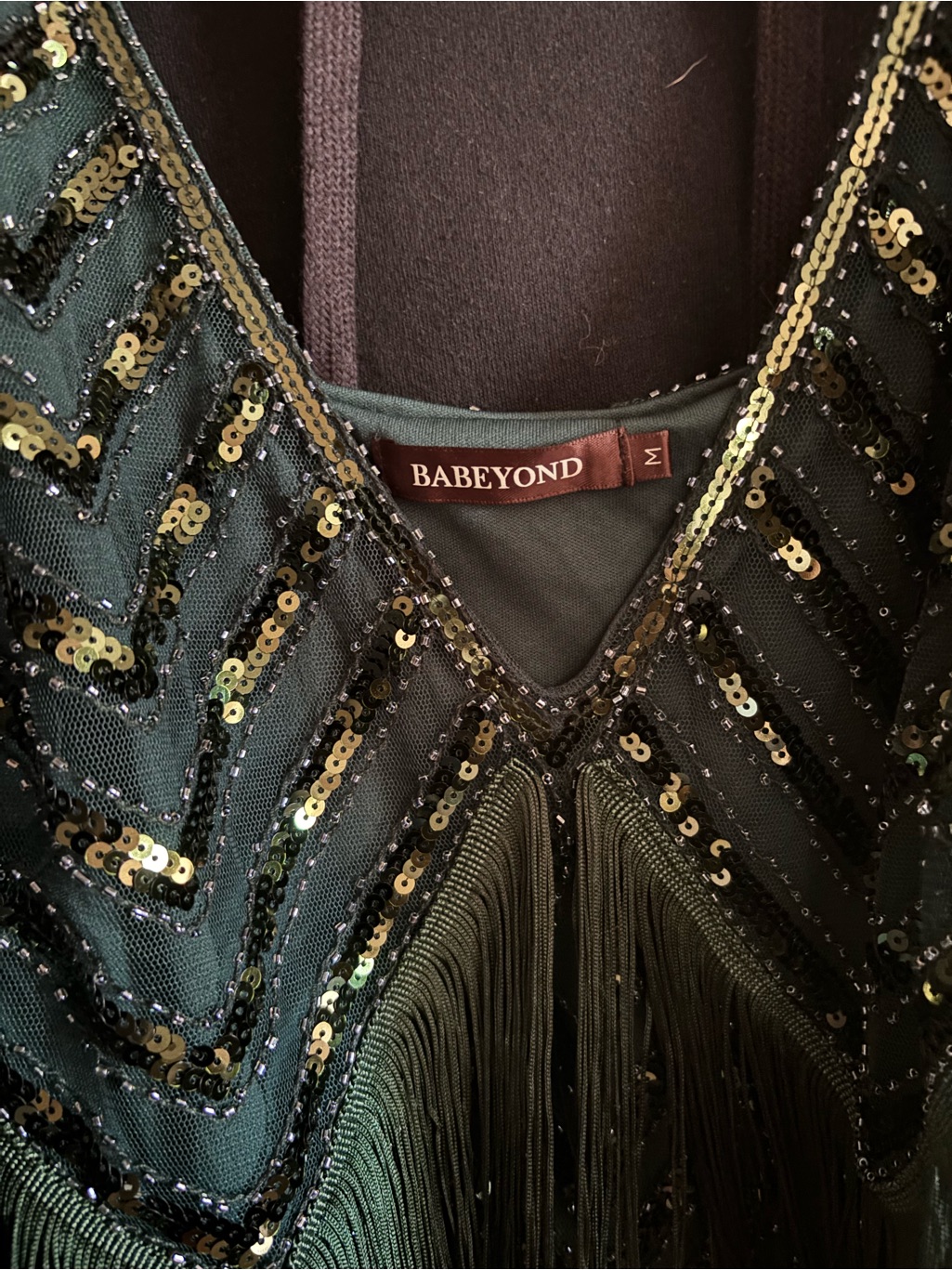 Emerald Green Sequin Fringe Mini Dress — image 2 of 2